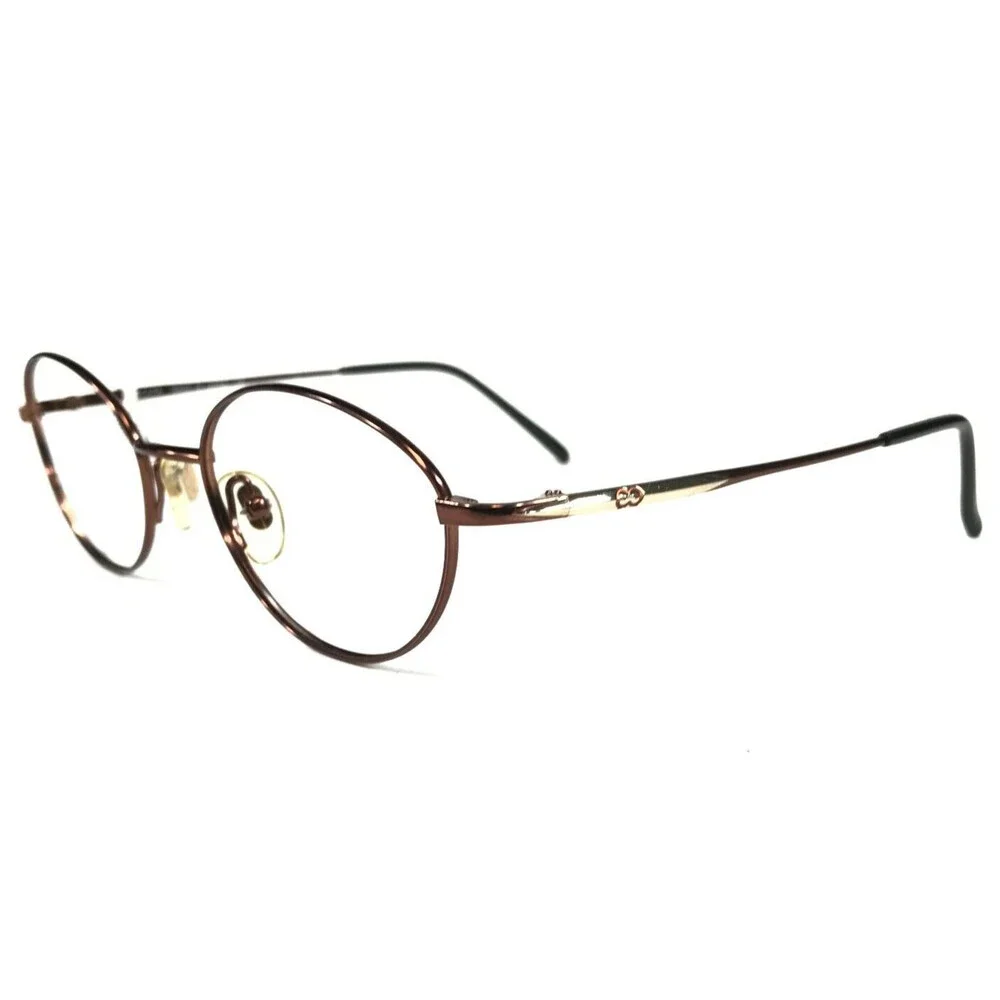 Escada Eyeglasses Frames E0172 E304 Brown Gold Round Full Rim 50-18-135